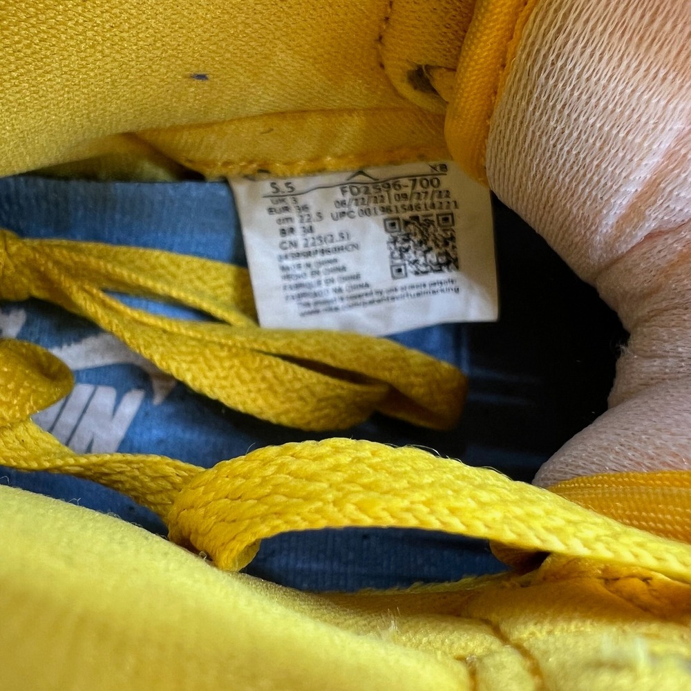 Nike Air Jordan 1 Retro High OG Reverse Laney Men's 5.5 Yellow Blue FD2596-700 - Picture 9 of 10